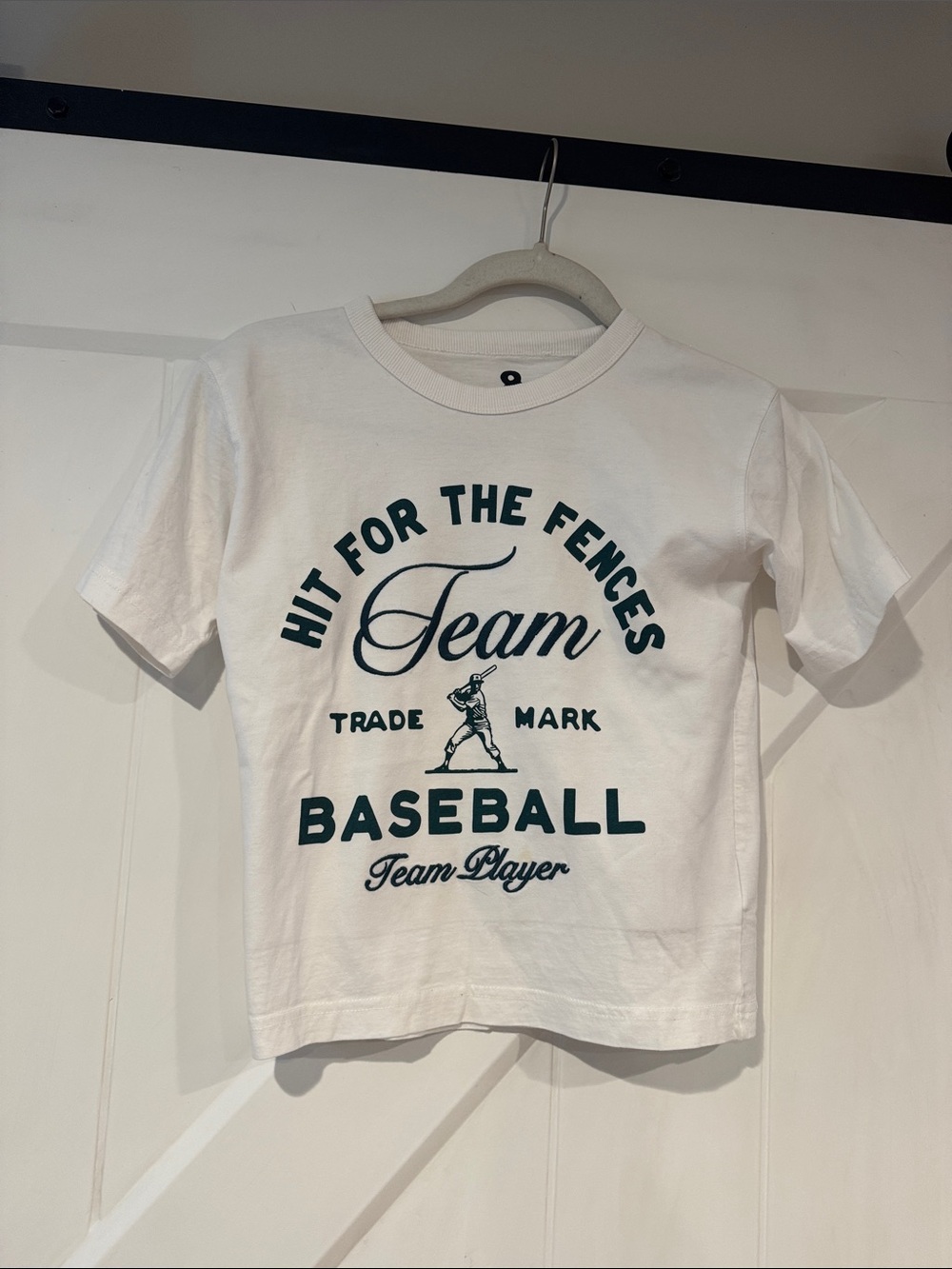 White Kids' Baseball Graphic Tee with Green Print
